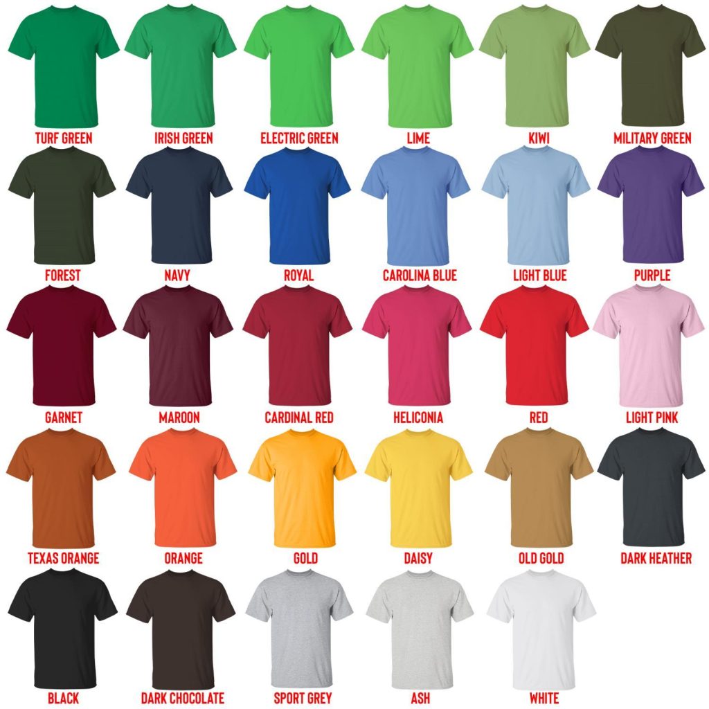 t shirt color chart - King Krule Store