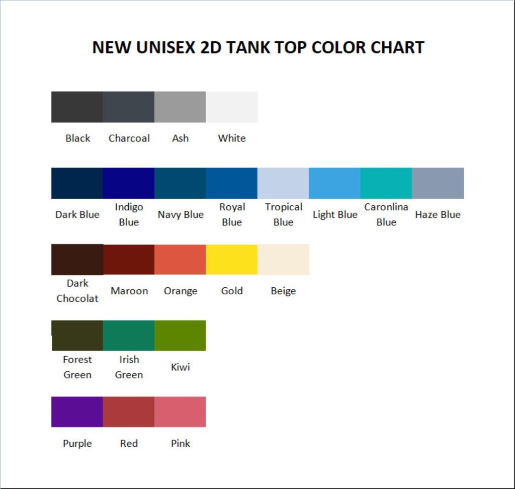 tank top color chart - King Krule Store